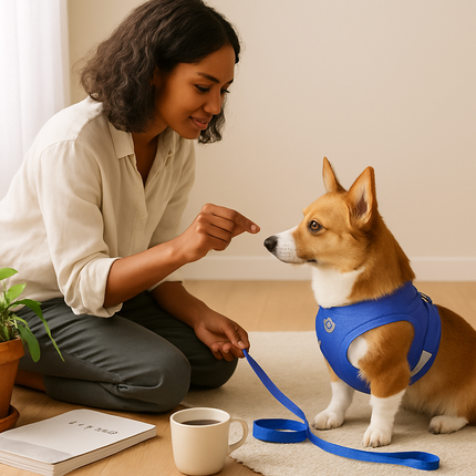 Pet Mesh Harness and Leash Set with Reflective Chest Strap