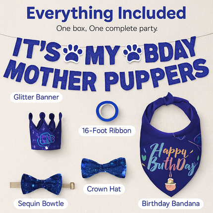 Dog Birthday Bandana Hat Set for Cute Pet Party