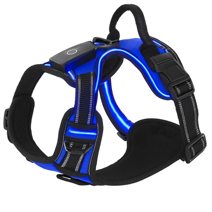 Light Up Dog Harness with Rechargeable LED Lights and Handle