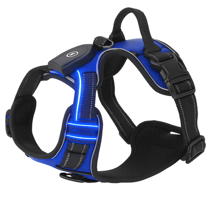 Light Up Dog Harness with Rechargeable LED Lights and Handle