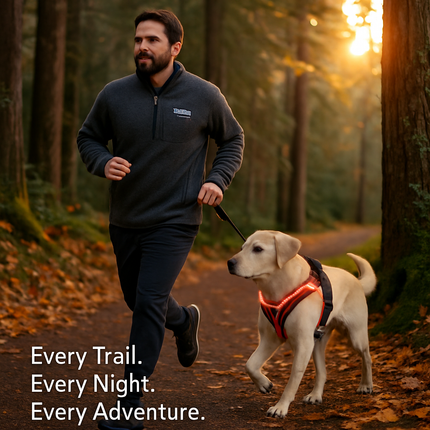 Light Up Dog Harness with Rechargeable LED Lights and Handle
