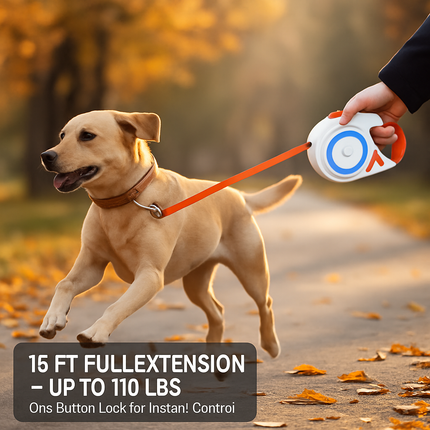 Retractable Dog Leash with LED Light and RGB Glow