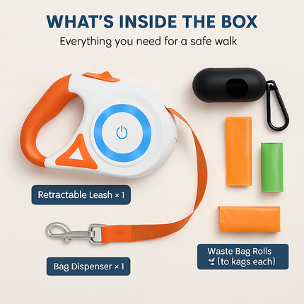 Retractable Dog Leash with LED Light and RGB Glow