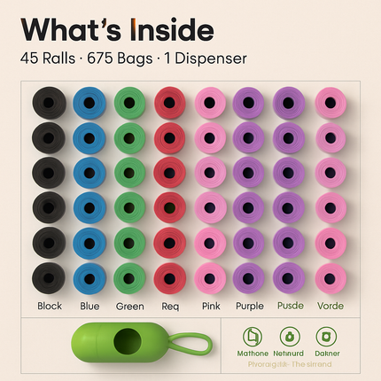 Dog Waste Bags with Dispenser - Leakproof & Unscented
