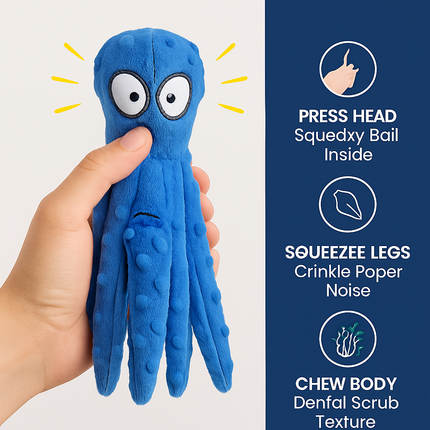 Squeaky Plush Octopus Dog Toy - No-Stuffing Chew Toy