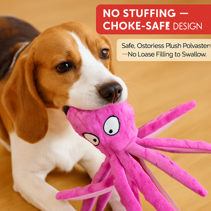 Squeaky Plush Octopus Dog Toy - No-Stuffing Chew Toy