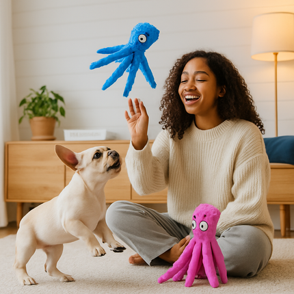 Squeaky Plush Octopus Dog Toy - No-Stuffing Chew Toy