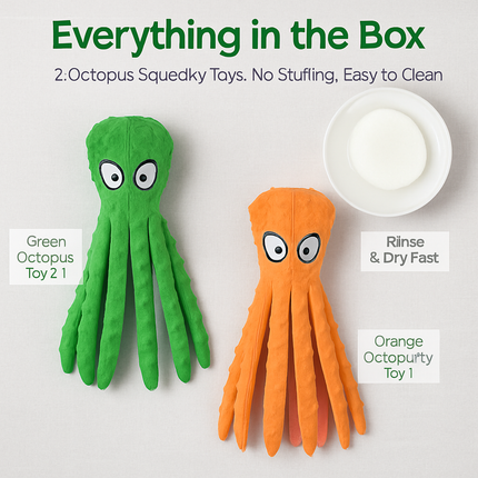 Squeaky Plush Octopus Dog Toy - No-Stuffing Chew Toy