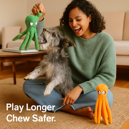 Squeaky Plush Octopus Dog Toy - No-Stuffing Chew Toy