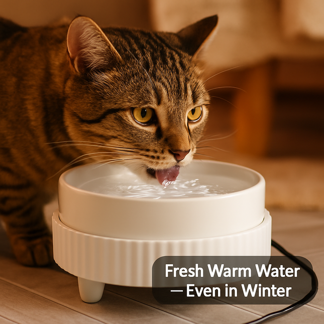 Heated Water Bowl for Pets – Ceramic USB-Powered