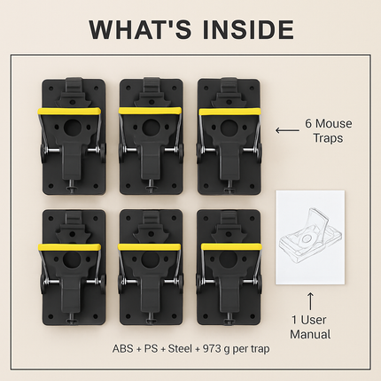 6Packs Mouse Traps Reusable Rat Rodent Killer Effective Pest Control Mouse Catcher Mice Snap Kill Trap