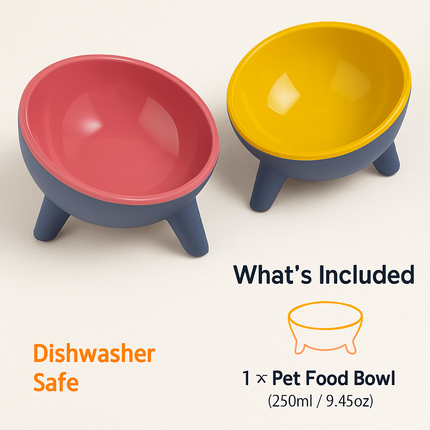 Raised Tilted Elevated Cat Food Bowl for Easy Eating