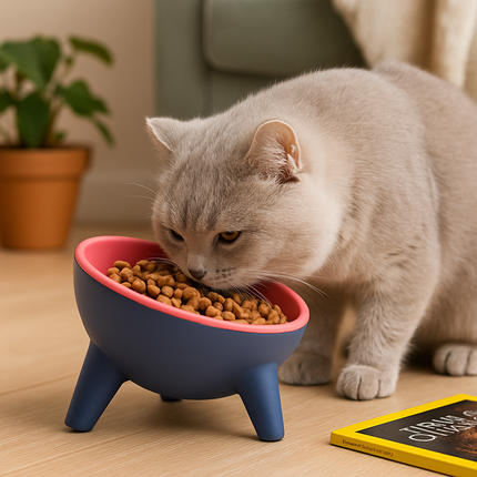 Raised Tilted Elevated Cat Food Bowl for Easy Eating