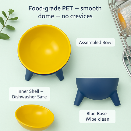 Raised Tilted Elevated Cat Food Bowl for Easy Eating