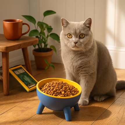Raised Tilted Elevated Cat Food Bowl for Easy Eating