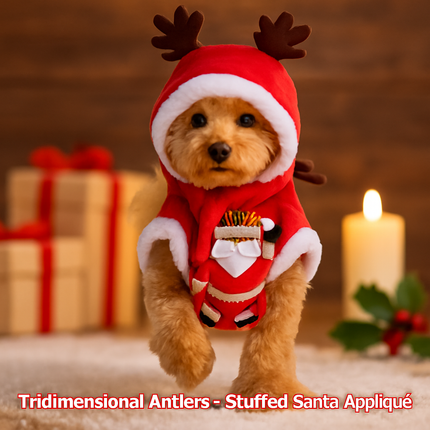 Pet Christmas Santa Claus Reindeer Antlers Costume