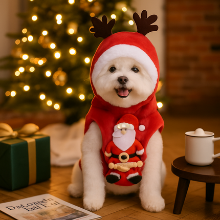 Pet Christmas Santa Claus Reindeer Antlers Costume