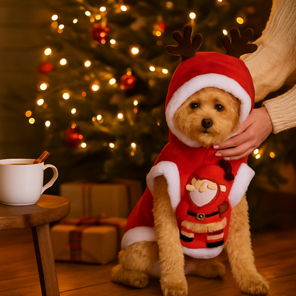 Pet Christmas Santa Claus Reindeer Antlers Costume