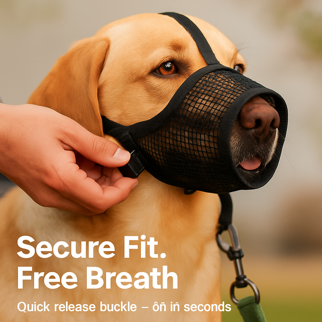 Pet Muzzle Mask: Soft Mesh, Adjustable Straps