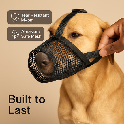 Pet Muzzle Mask: Soft Mesh, Adjustable Straps