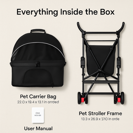 Pet Stroller Foldable Carrier with Storage Basket