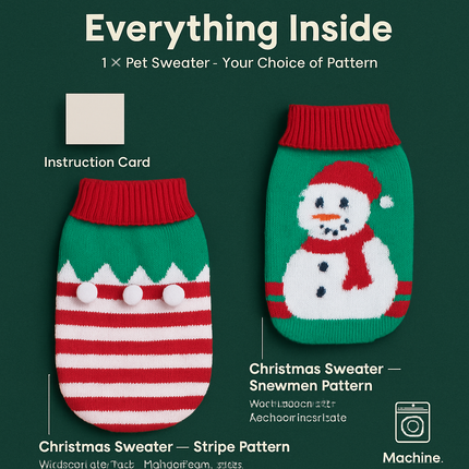 Pet Christmas Sweater Snowman pattern - Size L