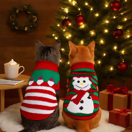 Pet Christmas Sweater Snowman pattern - Size L