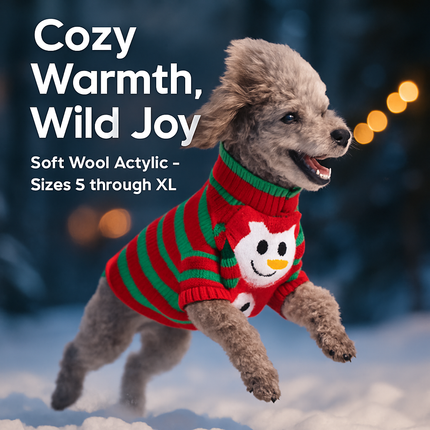 Pet Christmas Sweater Snowman pattern - Size L