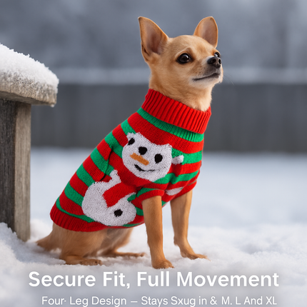 Pet Christmas Sweater Snowman pattern - Size L
