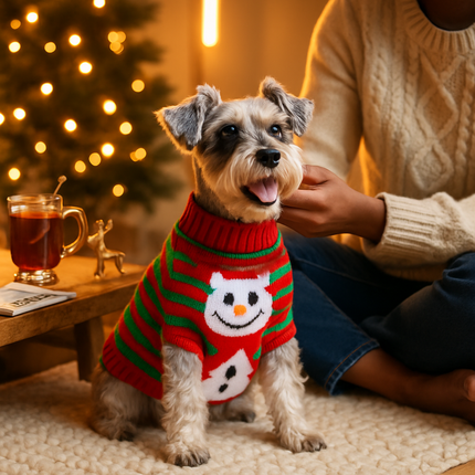 Pet Christmas Sweater Snowman pattern - Size L