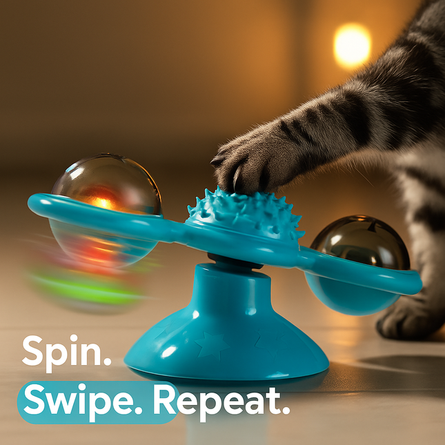 Windmill Cat Toy Turntable Interactive Teasing Toy with Ball