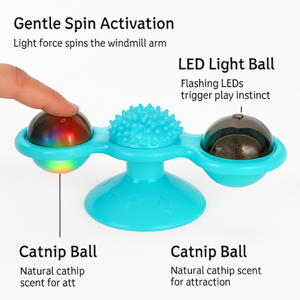 Windmill Cat Toy Turntable Interactive Teasing Toy with Ball