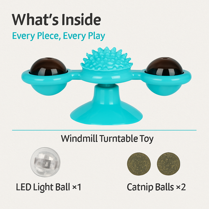 Windmill Cat Toy Turntable Interactive Teasing Toy with Ball