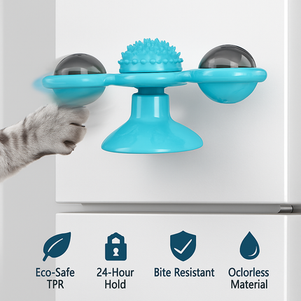 Windmill Cat Toy Turntable Interactive Teasing Toy with Ball