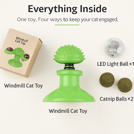Windmill Cat Toy Turntable Interactive Teasing Toy with Ball