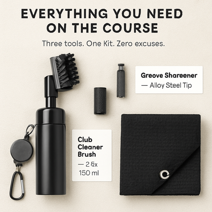 Golf Club Cleaning Kit with Towel, Sharpener & Water Bottle