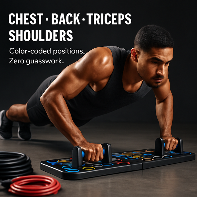 Push Up Board Home Gym Kit with Resistance Bands