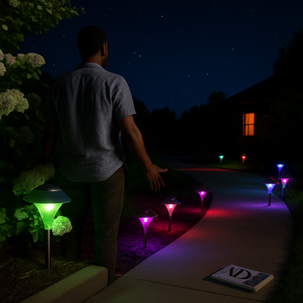 Solar Garden Lights Color Changing Pathway Lamps
