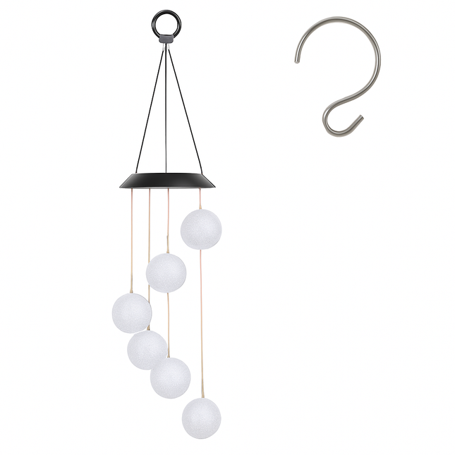 Solar Ball Wind Chime with Color-Changing LEDs Outdoor