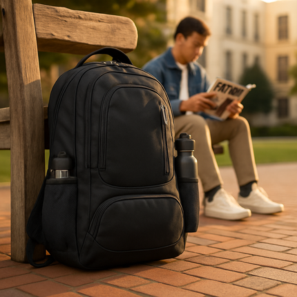 Unisex School Backpack Casual Travel Shoulder Bag W/ Adjustable Straps Dual-Water Bottle Pouch Multiple Zippered Pockets For Gym Sports Travel School