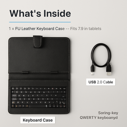 7.9in Keyboard Case for Tablet with PU Leather Back Stand
