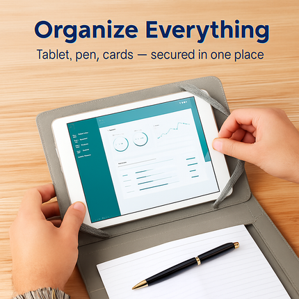 Organizer Case For 9.7in Tablet PC Business Tablet Portfolio w/ A5 Notepad Paper Pad Card Holder