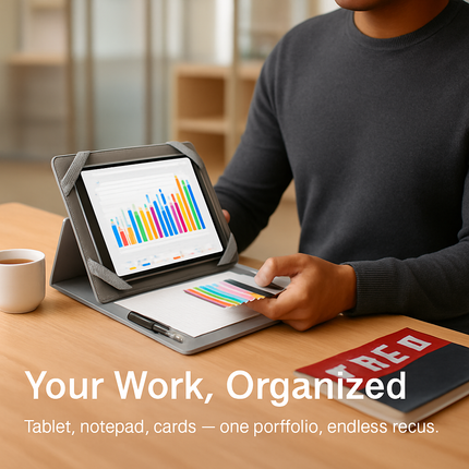 Organizer Case For 9.7in Tablet PC Business Tablet Portfolio w/ A5 Notepad Paper Pad Card Holder