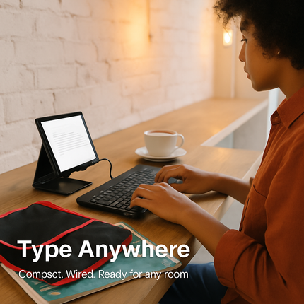 80-Key Mini Wired Keyboard with Tablet Stand