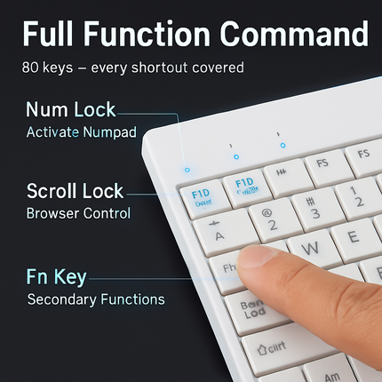 80-Key Mini Wired Keyboard with Tablet Stand