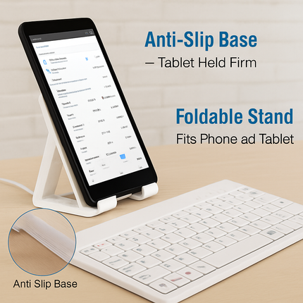 80-Key Mini Wired Keyboard with Tablet Stand