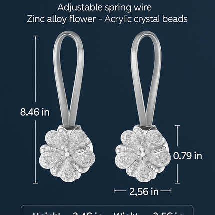Magnetic Curtain Tiebacks with Extendable Floral Design