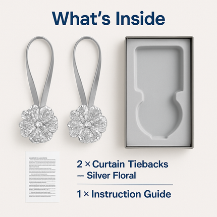 Magnetic Curtain Tiebacks with Extendable Floral Design