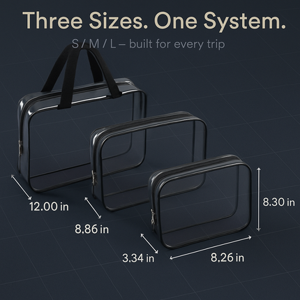 Clear Travel Bags Set for Toiletry Organization