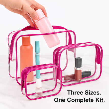 Clear Travel Bags Set for Toiletry Organization